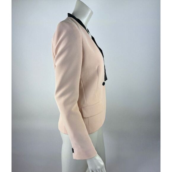 Barbara‎ Bui Leather Trim Blazer 40 US 8 Flaw* Long Sleeve Lined V-neck Jacket - Picture 5 of 16